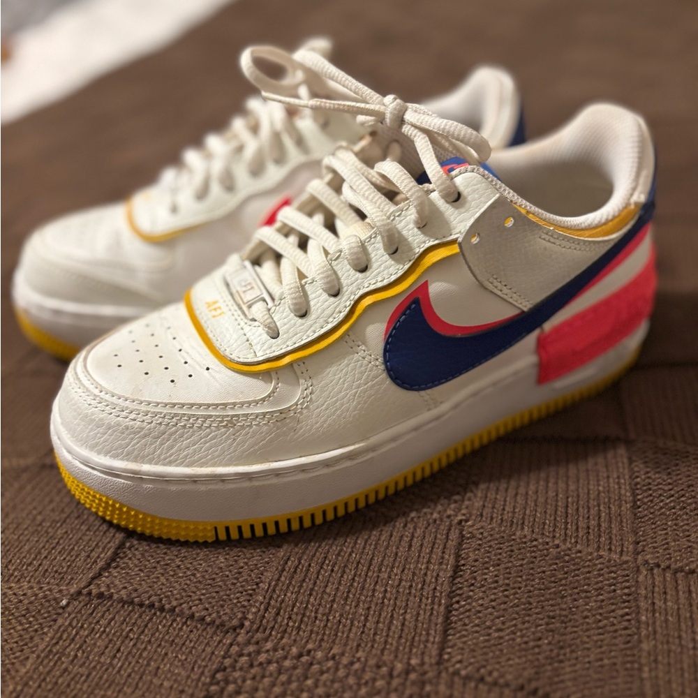 Nike Air Force 1 White and Blue Sneakers